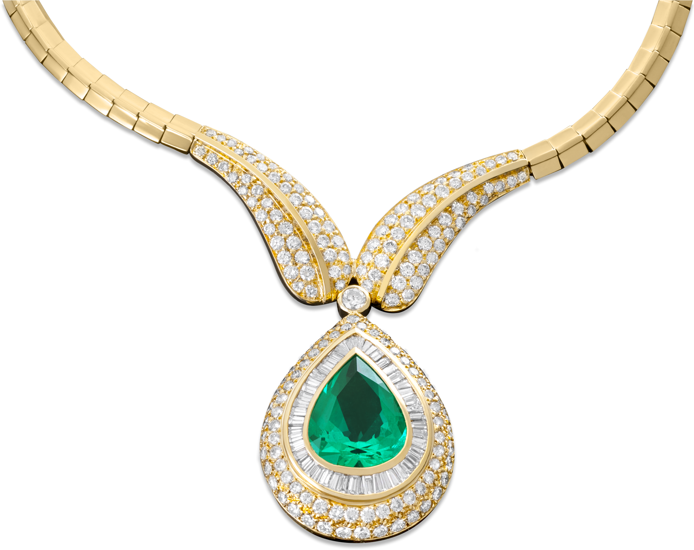 Colombian Emerald And Diamond Necklace, - Necklace (2500x2000), Png Download