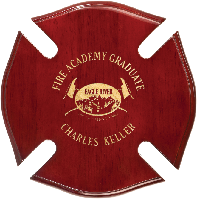Rosewood Piano Finish Maltese Cross Plaque - Red Knights Mc (673x675), Png Download