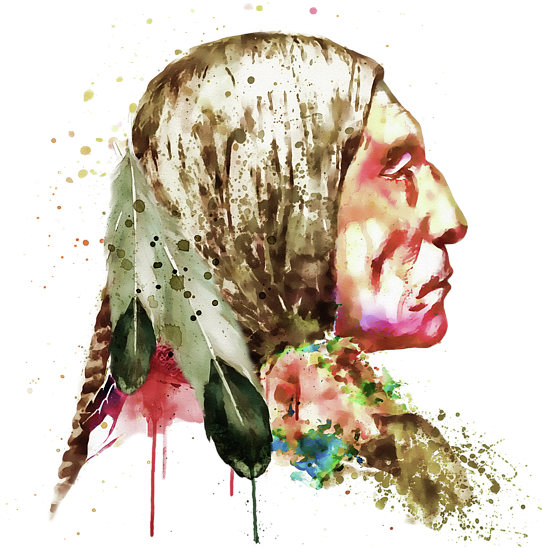 Bleed Area May Not Be Visible - Native American From Side (600x600), Png Download