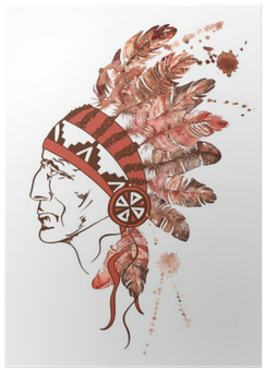 Watercolor Native American Indian Chief Poster • Pixers® - Threat Of The White Man (400x400), Png Download