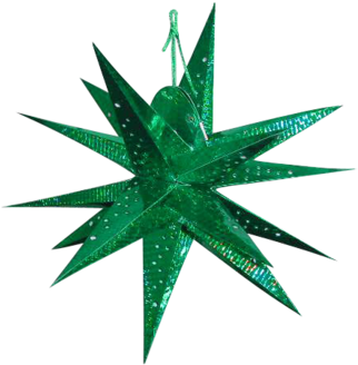 3 D Glittering Hanging Foil Paper Star Light For Holiday - Emblem (350x350), Png Download