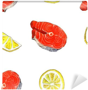 Sea Trout Fish With Lemon - Painting (400x400), Png Download