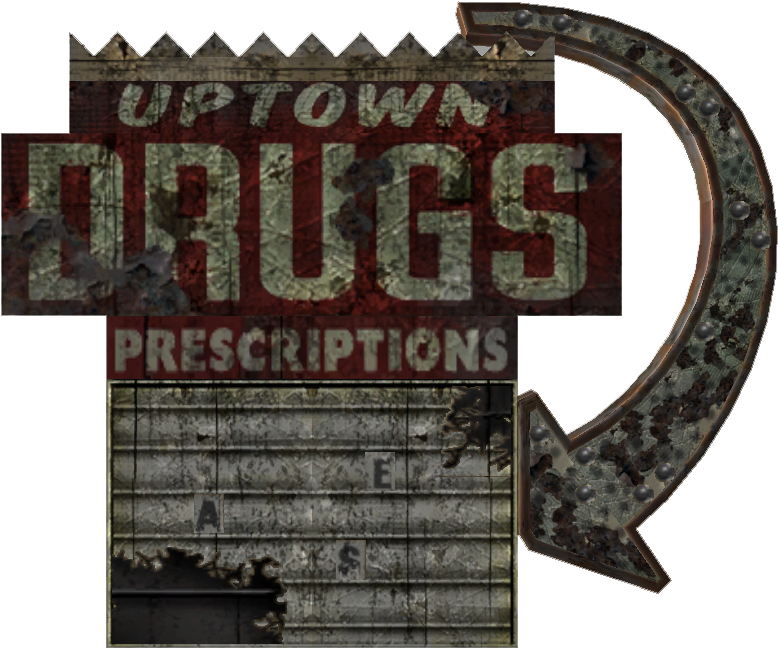 Neon Sign Uptown Drugs - Poster (887x704), Png Download