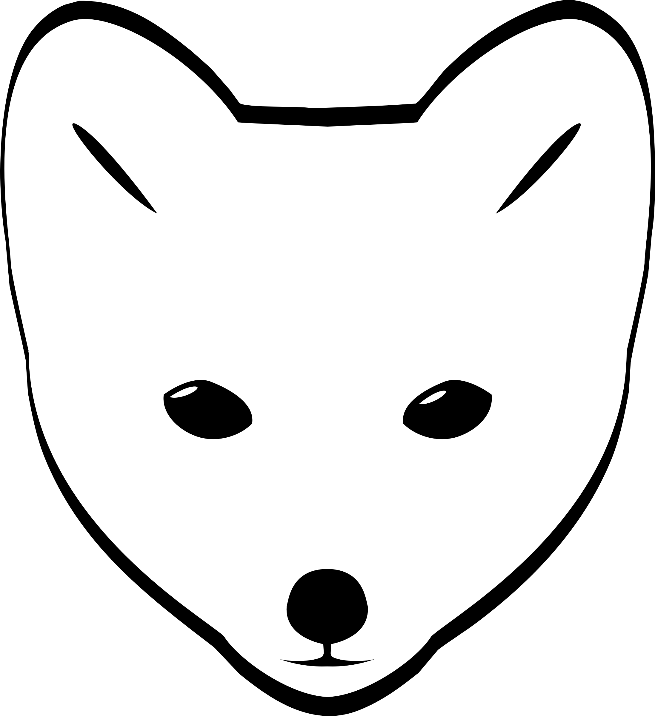 Clipart Arctic Fox Head - Fox Face Drawing Easy (2194x2400), Png Download