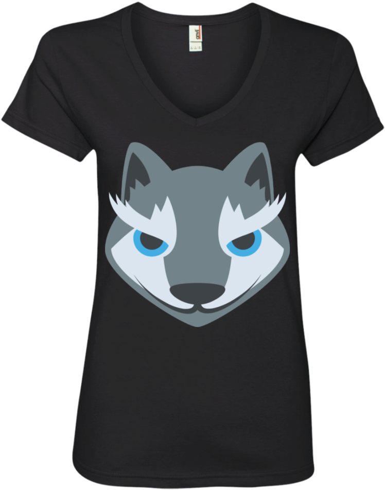 Wolf Face Emoji Ladies' V Neck T Shirt - Firefighter Girl Shirt (960x960), Png Download