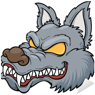 Vector Illustration Of Cartoon Wolf Face Sticker • - Desenhos Animado De Lobo (400x400), Png Download