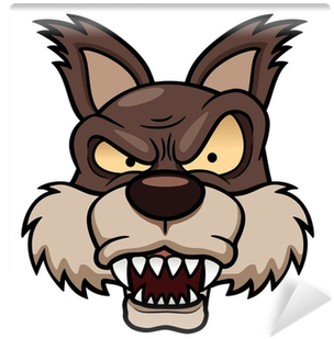 Illustration Of Cartoon Wolf Face Wall Mural • Pixers® - Big Bad Wolf Face (400x400), Png Download