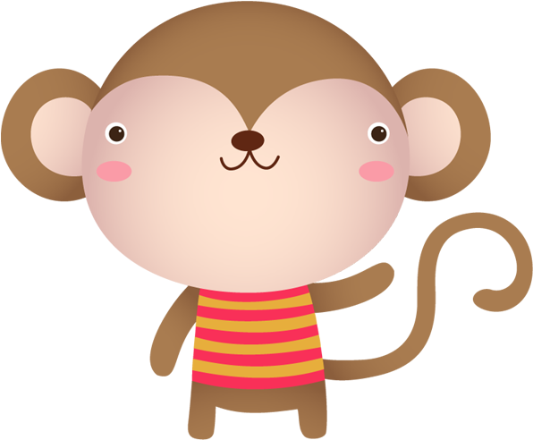 Cute Cartoon Monkey Waving Hand - Portable Network Graphics (600x500), Png Download