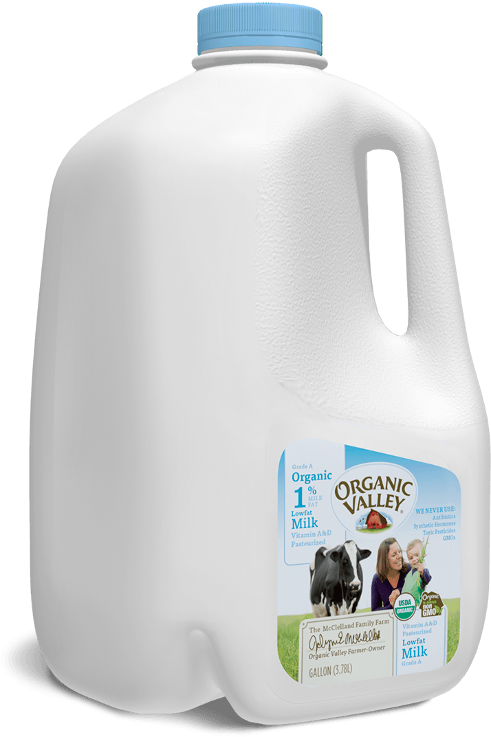 Milk Gallon Png - Organic Valley 1% Lowfat Milk - 64 Fl Oz Carton (826x1140), Png Download