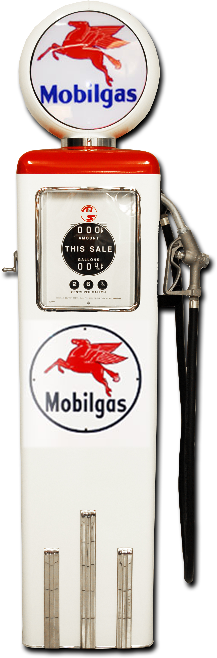 8 Ball Electric Pump Without Base - Mobilgas Pegasus Red Border Round Gas Station Metal (1066x2772), Png Download