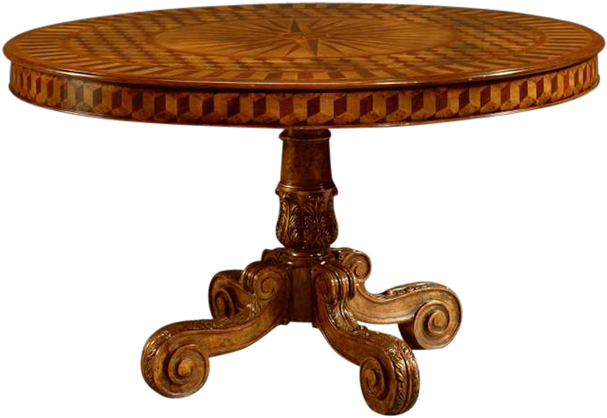 Inlaid Round Dining Table - Table (1000x1000), Png Download