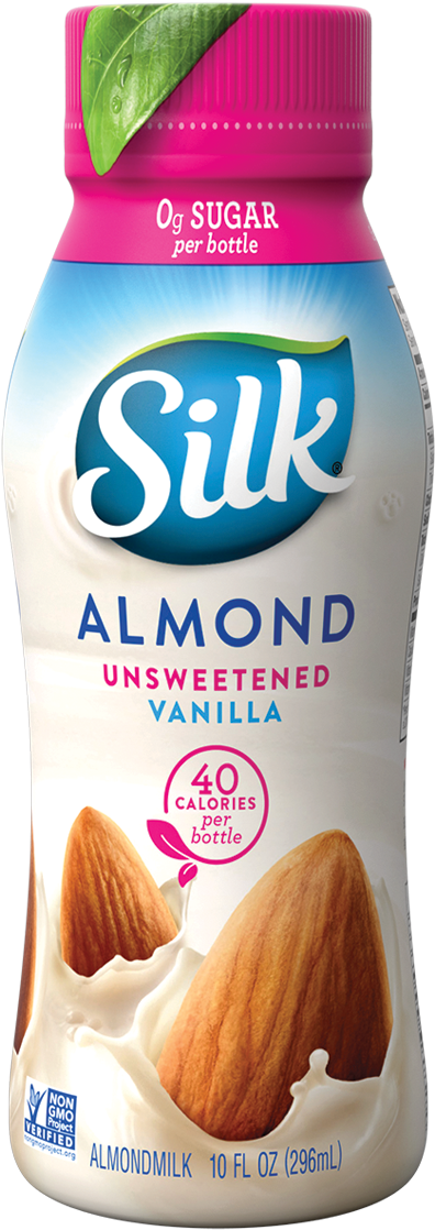 Silk Unsweetened Vanilla Almondmilk Bottle - Silk Almond Unsweetend Vanilla Milk - 4 Pack, 10 Fl (496x1130), Png Download
