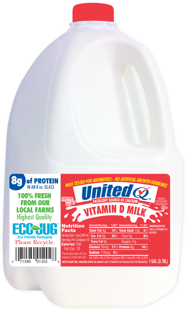 Products, Vitamin D Milk - United Dairy United 2% Reduced Fat Milk Gallon (616x1024), Png Download