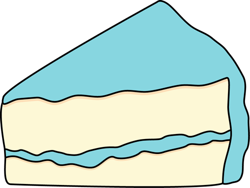 Slice Of White Cake With Blue Frosting - Slice Of Cake Clipart Blue (500x376), Png Download