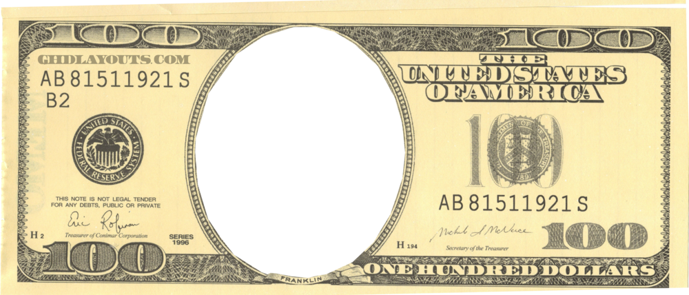 Empty 100 Dollar Bill - Interesting Facts About Ben Franklin (1000x428), Png Download