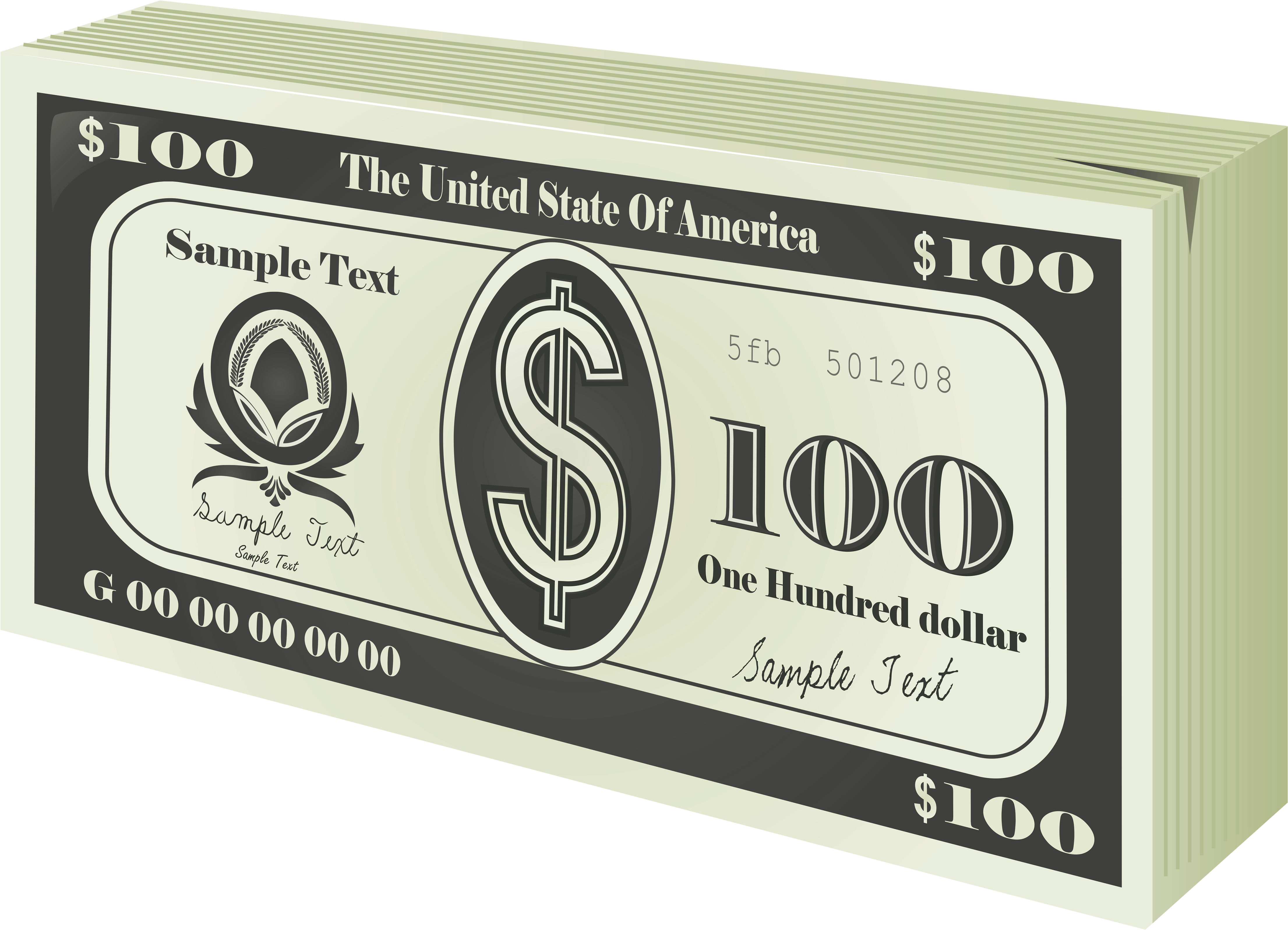 Dollar Clipart Hundred - Bucks Clipart (4852x3567), Png Download