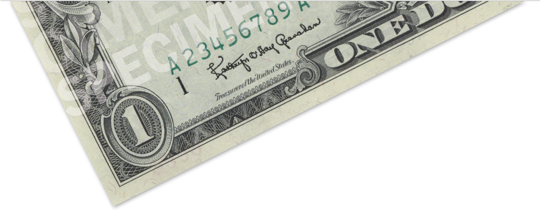 1963 $1 Raised Printing - Dollar Bill (1110x472), Png Download