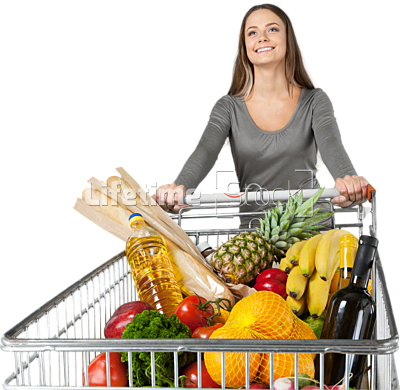 Grocery Shopping Cart Png Image Background - Grocery Shopping Cart Png (400x390), Png Download