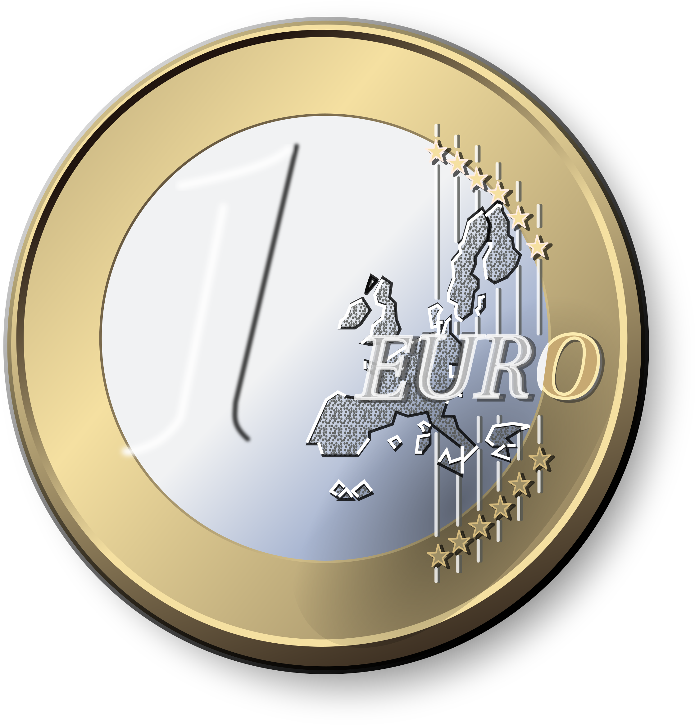 Euro Coin Transparent Background - 1 Euro Clipart (2400x2400), Png Download