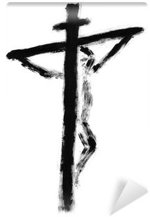 Jesus On The Cross Drawn With Watercolors Wall Mural - Watercolor Painting (400x400), Png Download