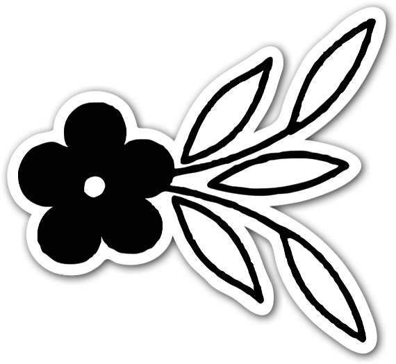 Black Flower Ornament Sticker (600x554), Png Download