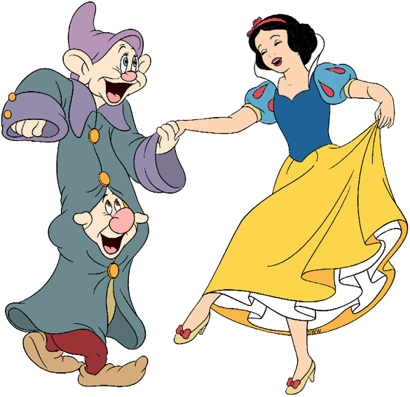 Dwarf Clipart Dancing - Snow White Dwarfs Dancing (585x566), Png Download