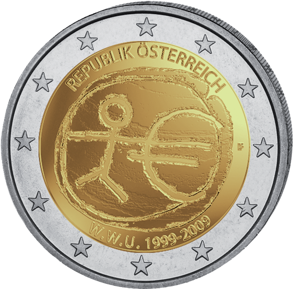 2 E 10 Years Euro Austria - Piece 2 Euro Galileo Galilei 2014 Valeur (600x589), Png Download