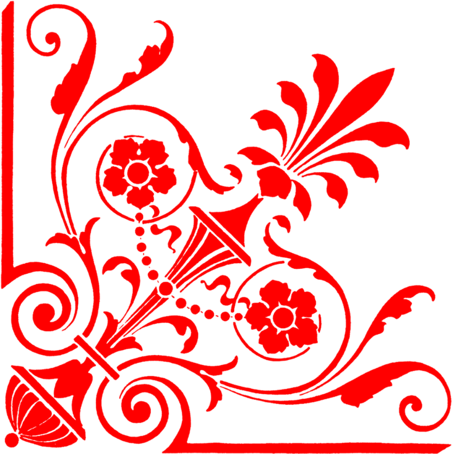 Floral Corners Png - Red Floral Vector Png (1000x1000), Png Download