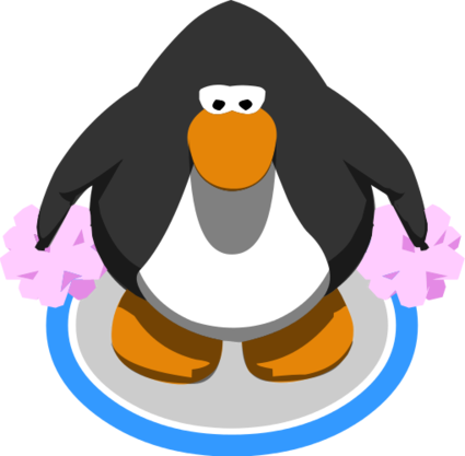 Cheerleading Megaphone Orange Download Pom - Lifting Weights Club Penguin (425x417), Png Download