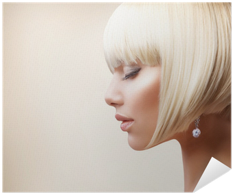 Beautiful Girl With Healthy Short Hair Poster • Pixers® - Ms.dear Instant White Hair Wax, Hairstyle Cream 130ml,hair (400x400), Png Download