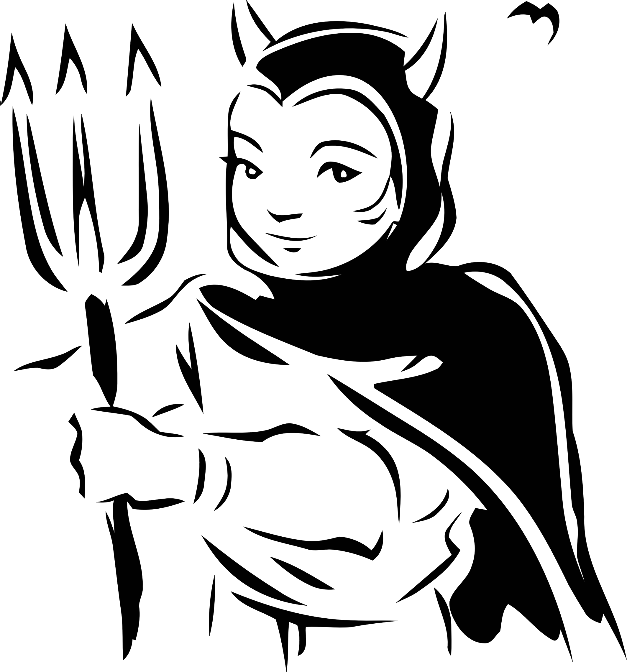 Big Image - Devil Queen Vector Black And White (2126x2279), Png Download