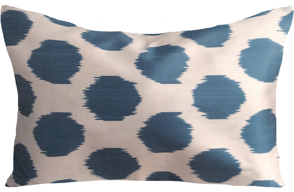 Blue Dot Silk Ikat - Cushion (1023x683), Png Download