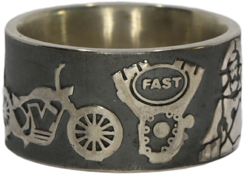 Ring For Bikers Black 925 Silver - Titanium Ring (800x600), Png Download