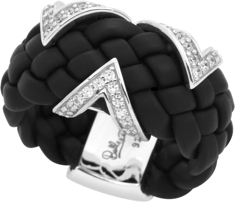 Sterling Silver Italian Rubber Arpeggio Rubber Black - Pre-engagement Ring (1002x865), Png Download