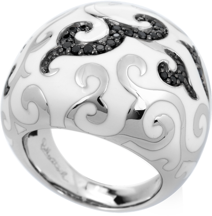 Sterling Silver Italian Enamel White Royale Ring - Pre-engagement Ring (853x865), Png Download