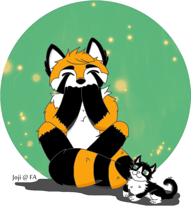 [com] Panda With His Cat - Illustration (717x751), Png Download