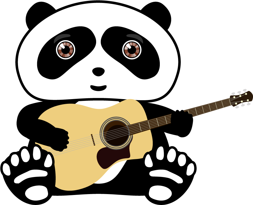 Giant Panda T-shirt Red Panda Guitar (858x695), Png Download