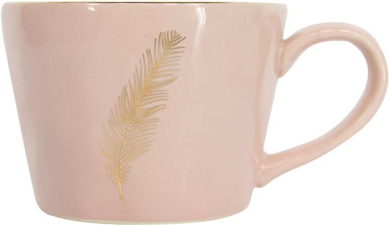 Blush Mug With Gold Feather Design - Mug (1200x800), Png Download