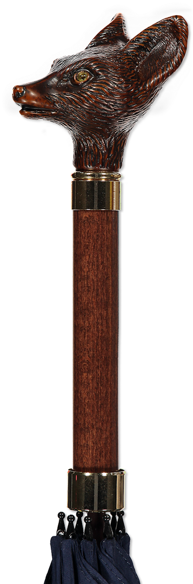 Brown Fox Head Umbrella French Navy - Wood (1280x1920), Png Download