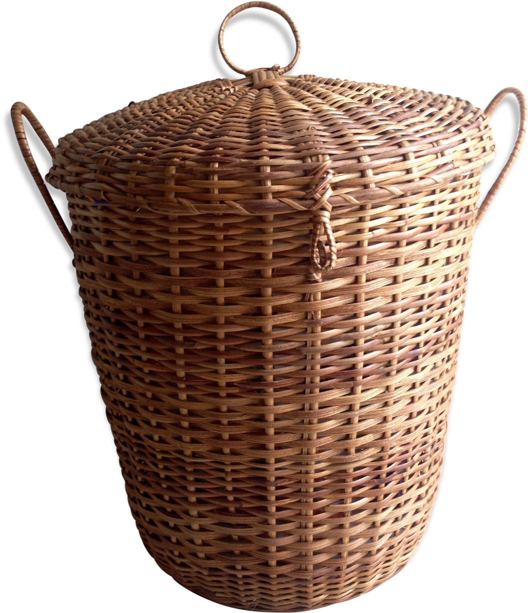 Vintage Wicker Laundry Basket - Wicker (1457x1457), Png Download