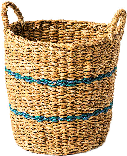 Seagrass Basket Blue Jute Stripe Large (786x785), Png Download
