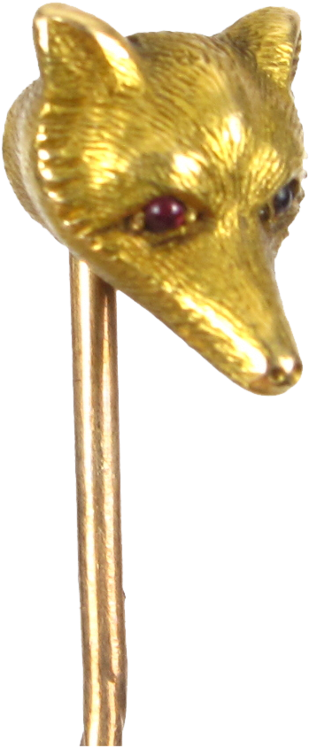 3d Ruby Eyed Fox Head 14 Kt Gold Stick Pin - Fox (843x843), Png Download