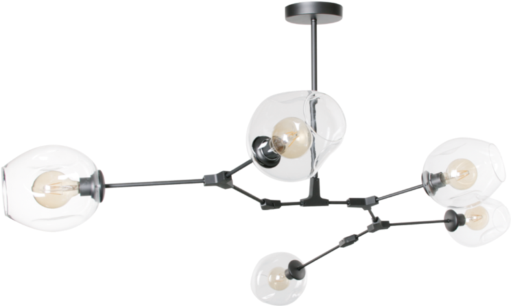 Hanging Lamp Laurent 5 Lights Anthracite Clear Glass - Ceiling Fixture (768x768), Png Download