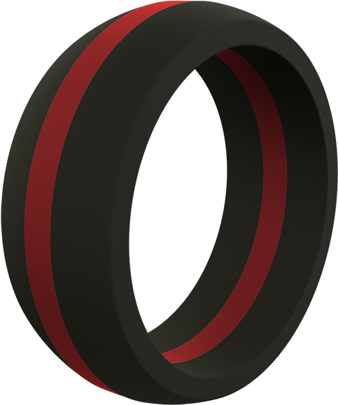 Men's Thin Red Line Silicone Ring - Circle (900x900), Png Download