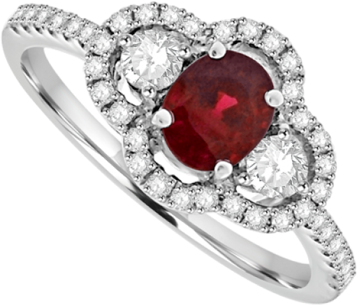Red Stone White Gold Diamond Ring Uk (650x650), Png Download