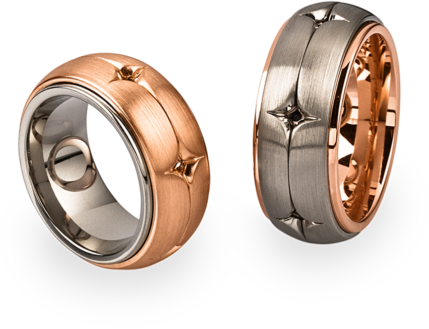 Wedding Rings In 18k White And Red Gold - Earrings (850x850), Png Download