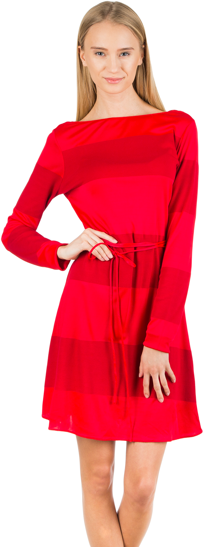 Dress Gigi Hadid Slash Nk - Chemise Rouge Longue Femme (1200x1820), Png Download