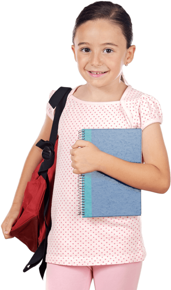 Girl With Books - Children Going To School (681x1024), Png Download