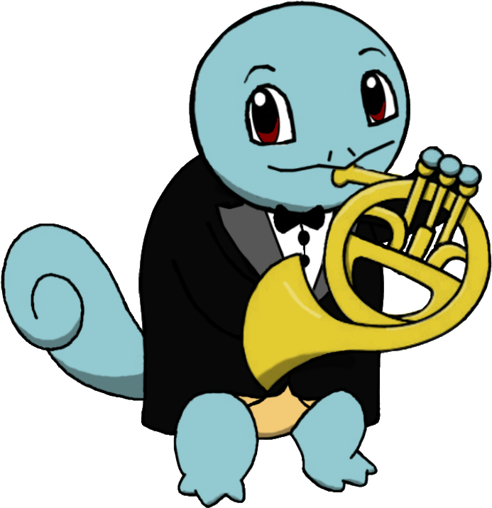 French Horn Squirtle By Achromaticyang - Cartoon French Horn (693x716), Png Download