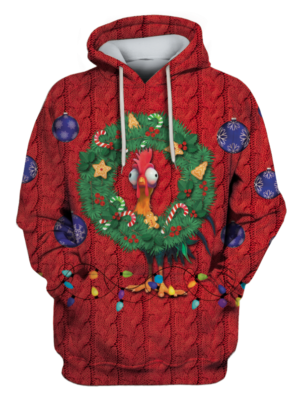 3d Heihei Chicken In Christmas Day Full Print T Shirt - Sweatshirt (800x799), Png Download